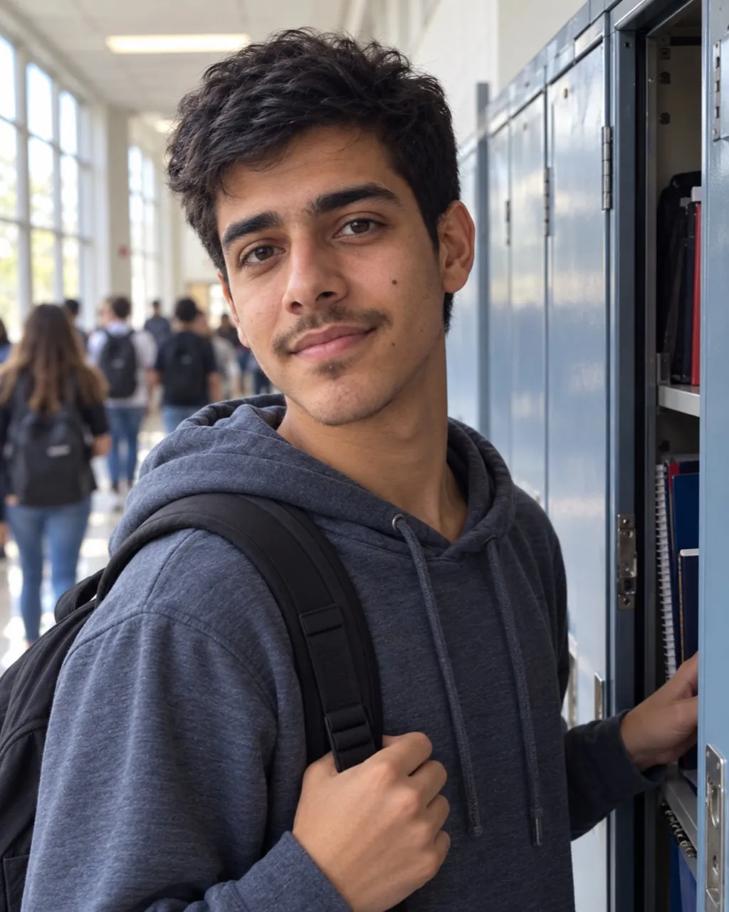 Age progression photoshoot sample: School hallway