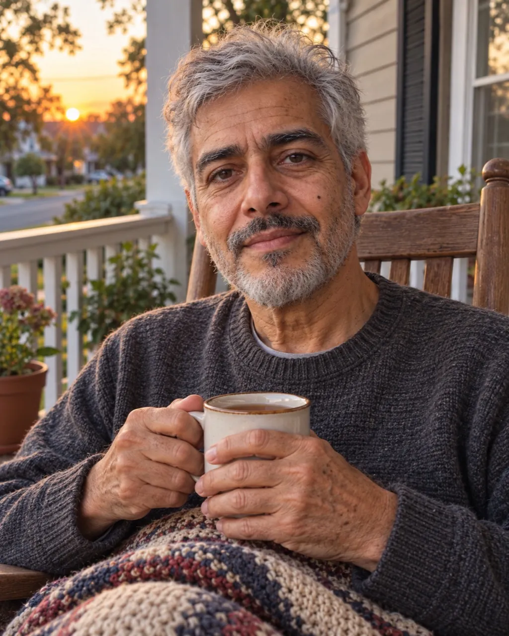 Age progression photoshoot sample: Porch at sunset