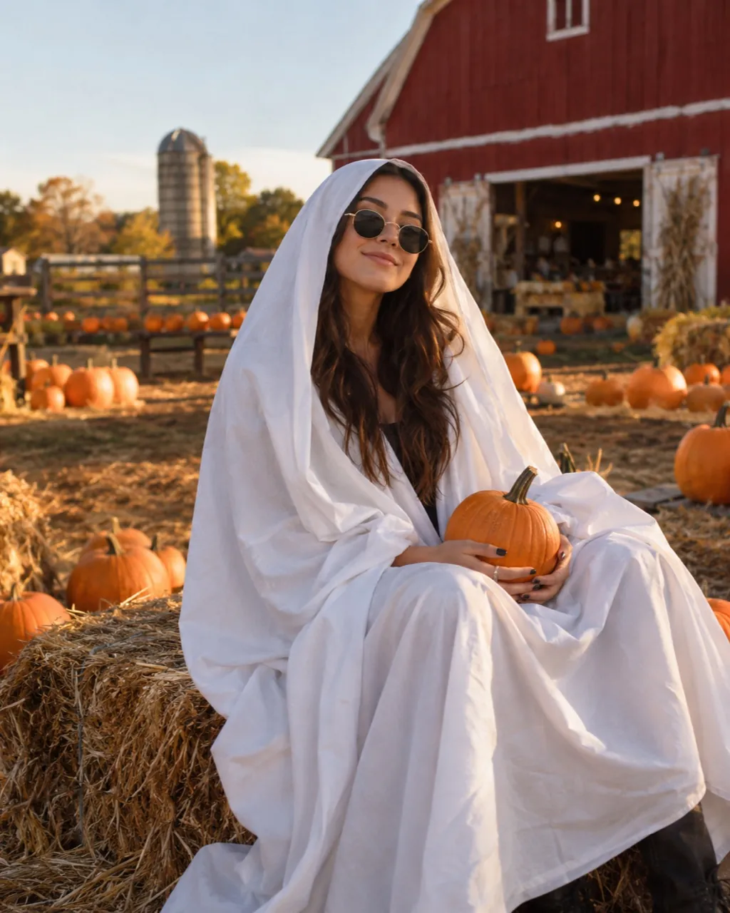 Ghost photoshoot sample: Pumpkin patch