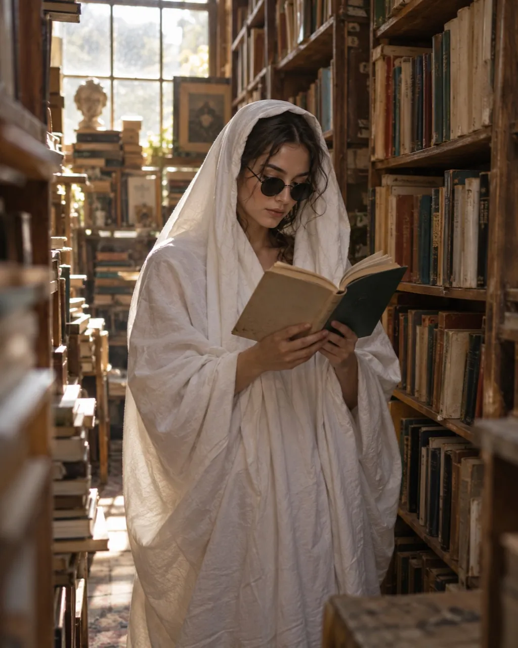 Ghost photoshoot sample: Bookshop aisle