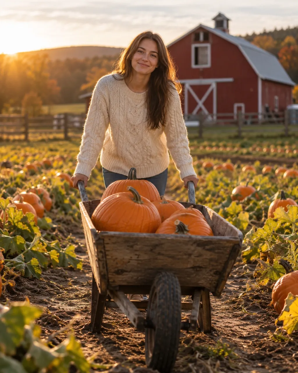 Pumpkin photoshoot idea: wheelbarrow at the pumpkin patch