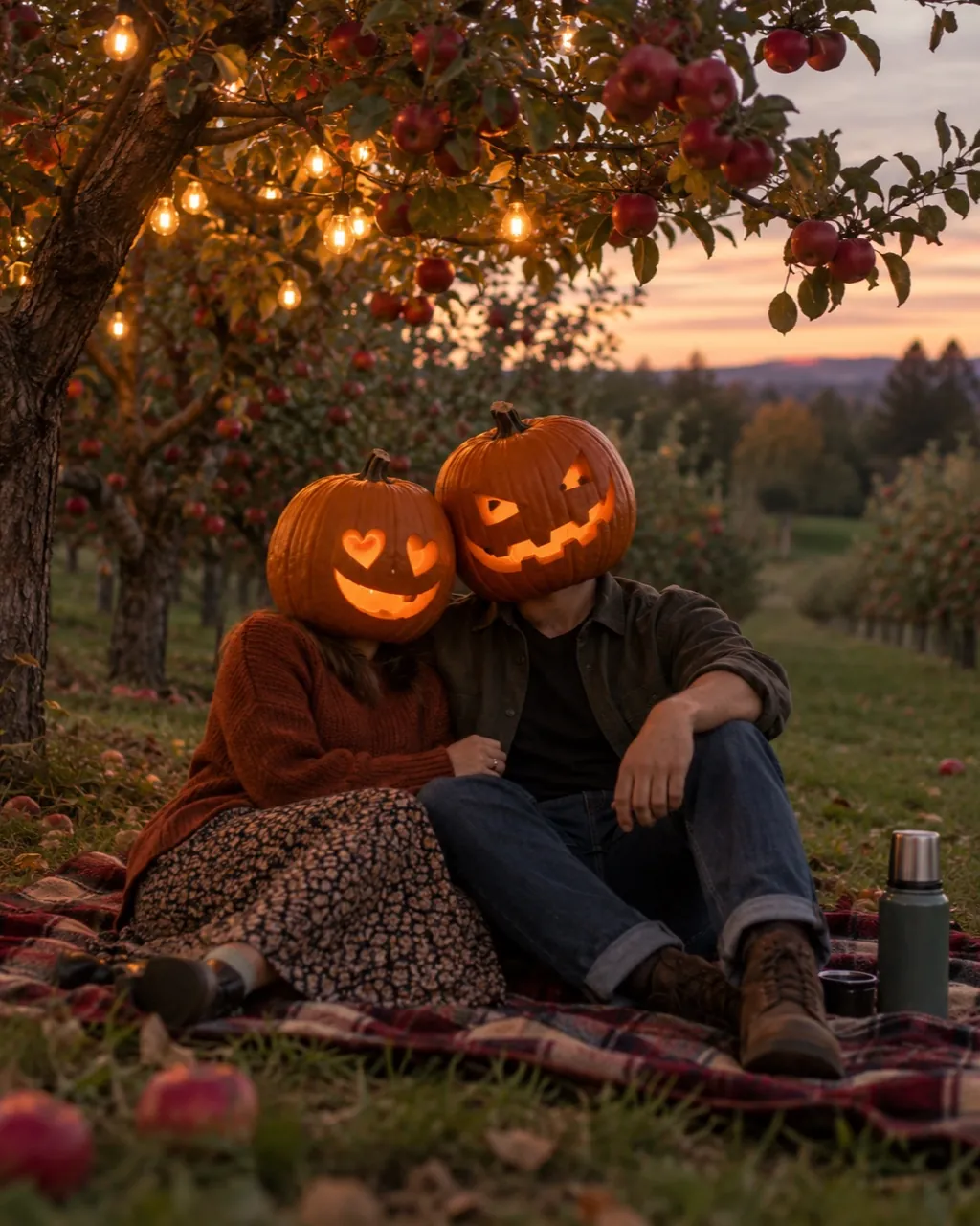 Pumpkin photoshoot idea: pumpkin heads for two